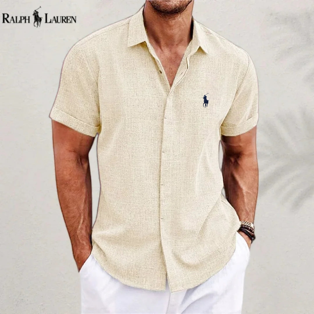 2026 Men's Linen Shirts Short Sleeve Casual Shirts